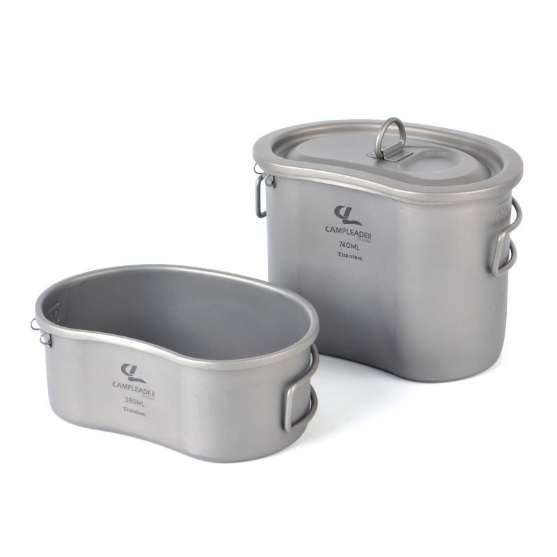 Ultralight Titanium Camping Cookware Set - Foldable Handle Mess Tin Cup & Pot For Backpacking Hiking & Outdoor Cooking​_voghion.com