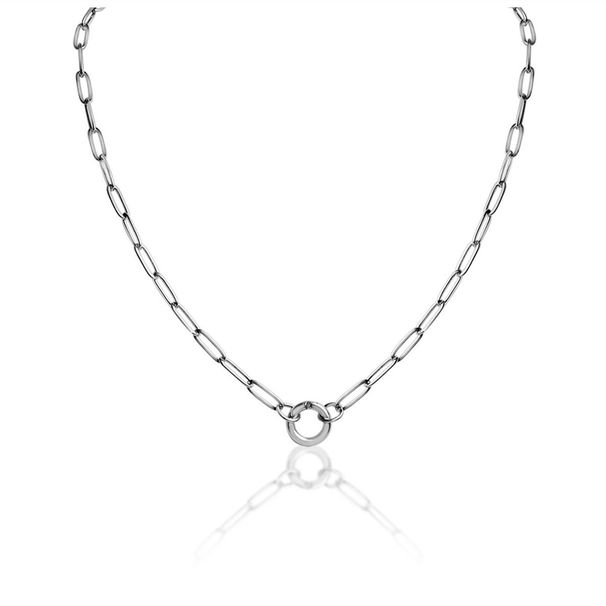 Women's Jewelry Stainless Steel Paper Clip Circle Pendant Clavicle Chain DIY Pendant Necklace Personality Simple_voghion.com