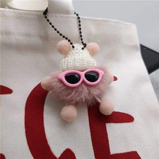 Pingente de pelúcia em forma de bola de carvão pequena e idiota, pingente de chaveiro de carro, pingente de desenho animado, rede vermelha, pingente de pelúcia_voghion.com