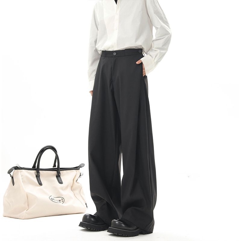 Herrenbekleidung Herren Cleanfit Graue Freizeithose - Lockere, gerade geschnittene, weite Hose für Frühling, Sommer und Herbst, Polyester, bequem fürs Büro und den Alltag_voghion.com