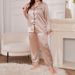 Plus Size Women's Long Pajamas Silk Sexy Nightdress Fashion Casual Loose Lace-Up Pajama Set_voghion.com