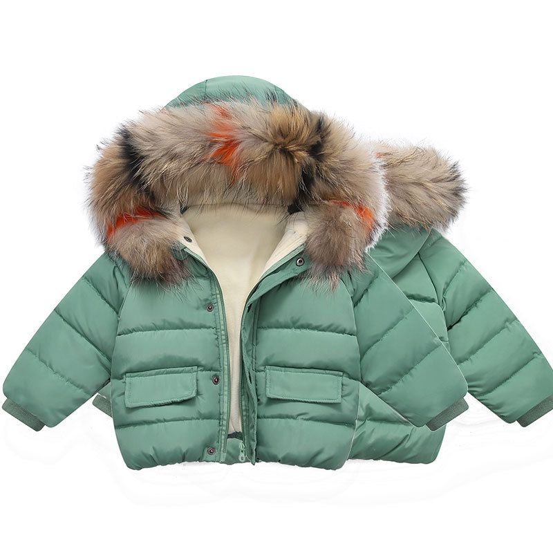Kid's Clothing 2024 Winter New Girls Cotton padded Jacket Children Plush Real Fur Collar Down Cotton padded Jacket Boys Cotton padded Jacket_voghion.com
