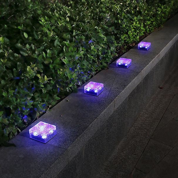 Solar-LED-Eisziegel-Gartenleuchten, wasserdichte Bodenleuchten für den Außenbereich für Wege, Rasen, Hof, dekorative Landschaftsbeleuchtung (Weiß/Warm/Rot/Blau/Grün)_voghion.com