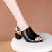 2025 Fish Mouth Color Blocked Open One Button Strap For Women's New Outdoor Versatile Coarse Heel Sandals_voghion.com