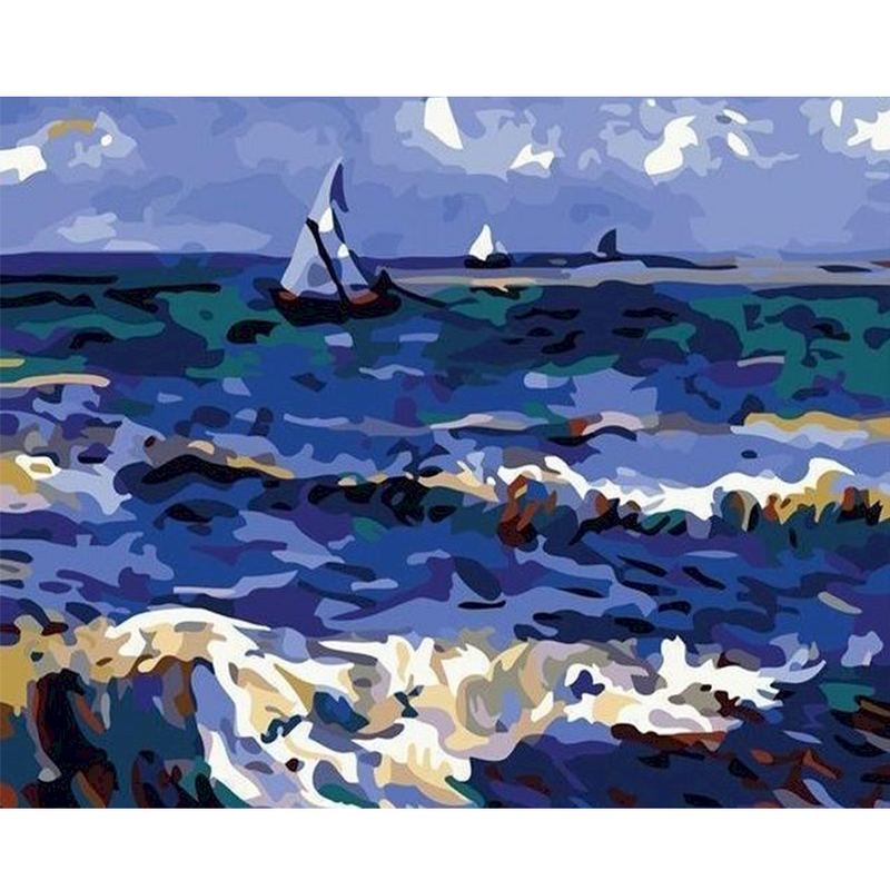 RUOPOTY peinture abstraite par numéros peinture à la main peintures décoratives mer voilier peinture numéros décor à la maison mur Art cadeau_voghion.com