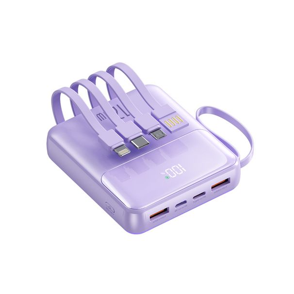 Tragbares Ladegerät mit 20.000 mAh und integrierten Kabeln, ultrakompakte und schnell aufladbare Powerbank für iPhone, Android und mehr_voghion.com