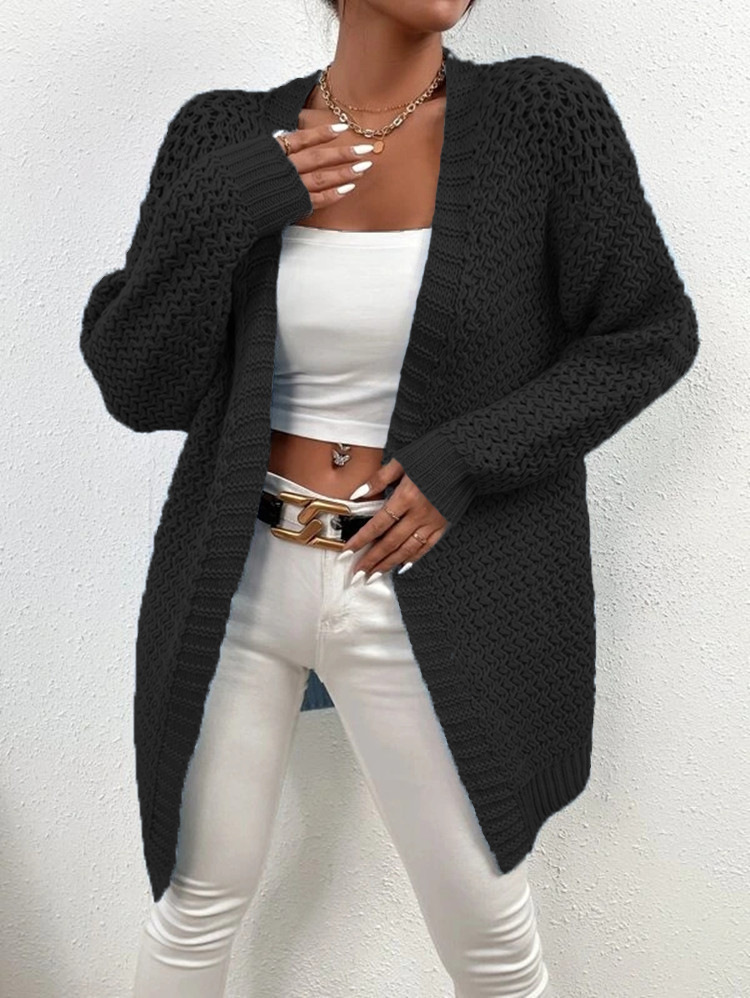 Cappotto cardigan in maglia con spalle scoperte da donna_voghion.com