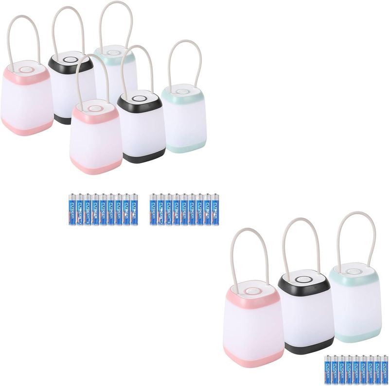 9 Pack LED Camping Light, 3 Light Modes Battery Powered Night Light For Indoor And Outdoor Emergency Light, Tent Lantern, Camping (Pink, Black, Green)_voghion.com