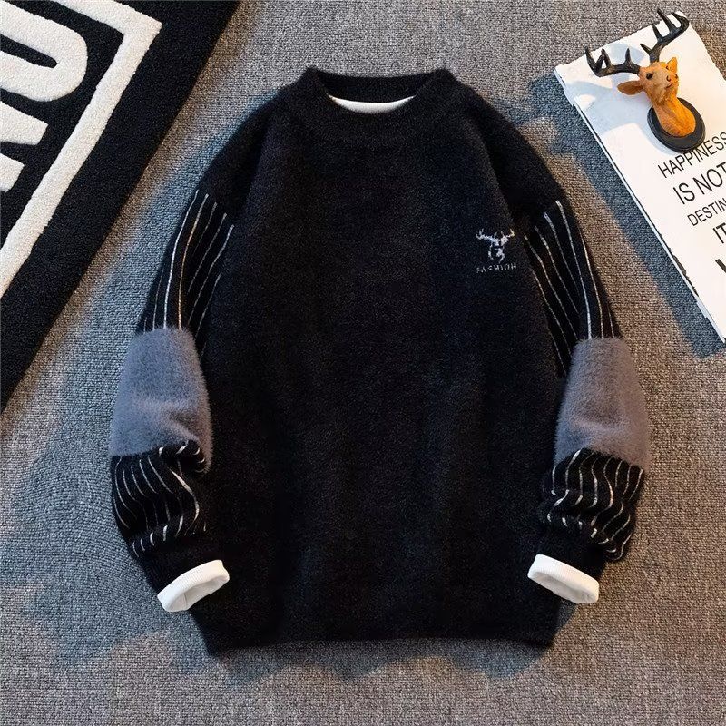 Härenkleeder Nerz-Samt Hallef-Rollkragen-Pullover fir Hären Hierscht a Wanter Eendeel Samt Fleece-gefüttert verdickte Kaschmirpullover waarm Kleeder_voghion.com