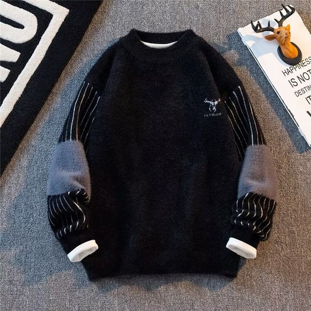 Härenkleeder Nerz-Samt Hallef-Rollkragen-Pullover fir Hären Hierscht a Wanter Eendeel Samt Fleece-gefüttert verdickte Kaschmirpullover waarm Kleeder_voghion.com