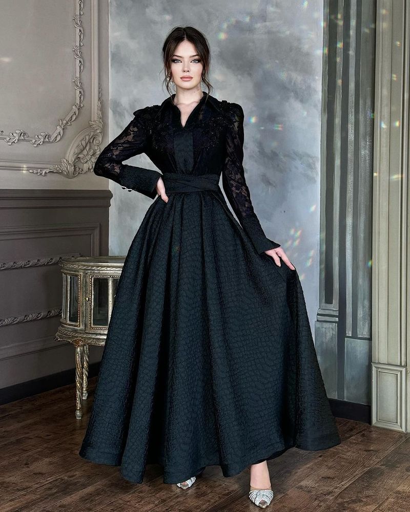 Damenbekleidung neue weiße Brust Perlen Spitzengaze Retro Langarm Mode dünnes Kleid_voghion.com