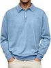 Herbst Langarm V-Ausschnitt Knopf Herren Casual Poloshirt_voghion.com