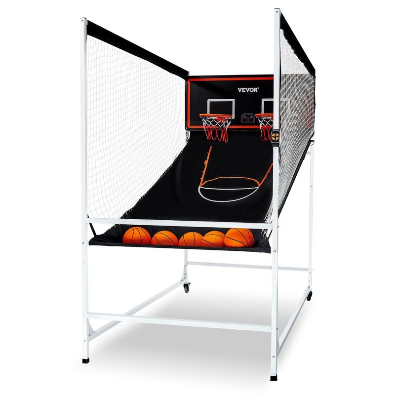 VEVOR Arcade Cage Basketball Game, 2 Player Indoor Basketball Game, Home Dual Shot Sport With 5 Balls, 8 Game Modes, Electronic Scoreboard, And Inflation Pump, For Kids, Adults (Black & White)_voghion.com