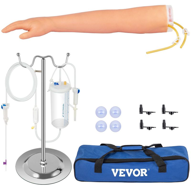 VEVOR 12 PCS Phlebotomy Practice Kit, IV Venipuncture Intravenous Training, High Simulation IV Practice Arm Kit With Carrying Bag, Practice And Perfect IV Skills, For Students Nurses And Professionals_voghion.com