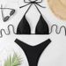 Damenbekleidung Sexy einfarbig geteilter zweiteiliger Bikini-Badeanzug_voghion.com