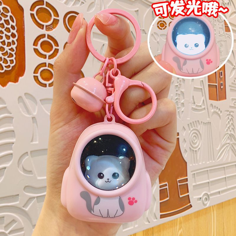 Porte-clés lumineux en forme de chat astronaute pour sac à dos, accessoire de décoration de sac, pendentif, cadeau pour camarades de classe_voghion.com