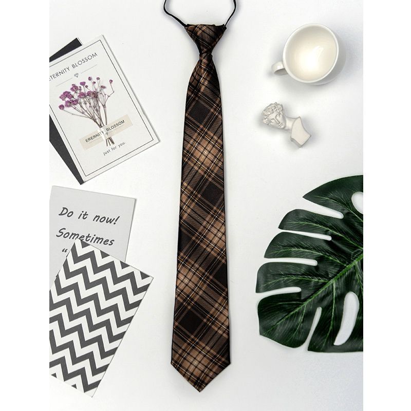 DK Herren Easy Pull College Style Uniform Zubehör Braun Blau Kariert Keine Notwendigkeit JK Fliege Hemd Für Frauen Süß Cool_voghion.com