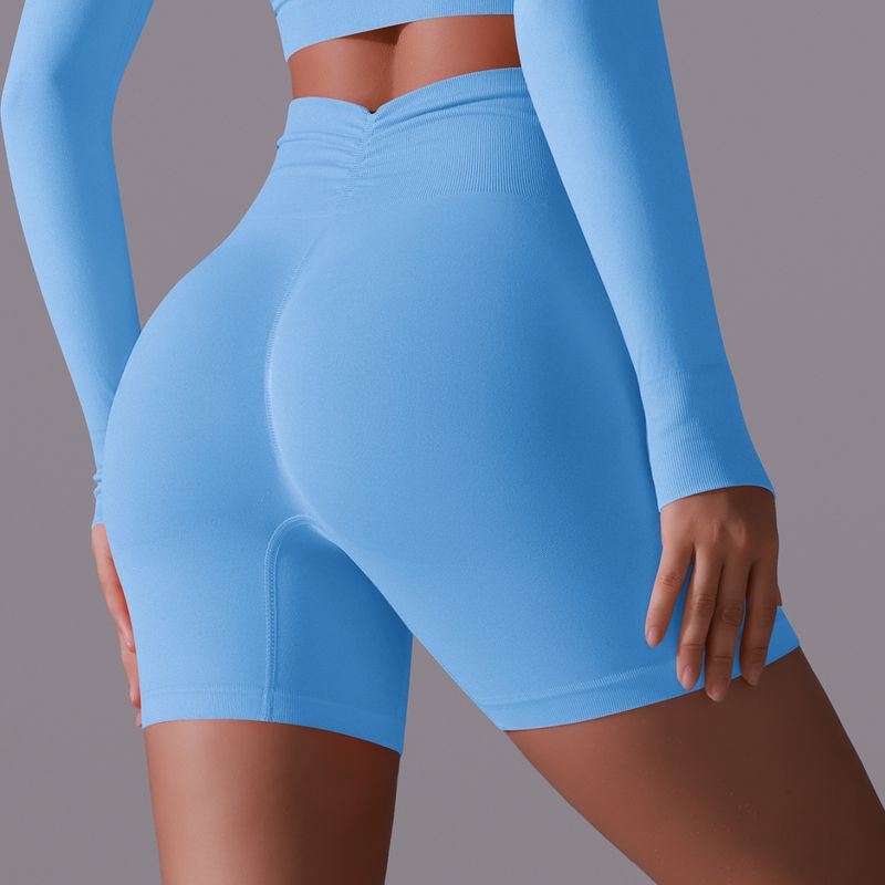 Nya enfärgade sömlösa persikafärgade höfter, hög midja, tighta fjärilsyoga-shorts, löp- och fitnessbyxor med 3/4-kant för kvinnor_voghion.com