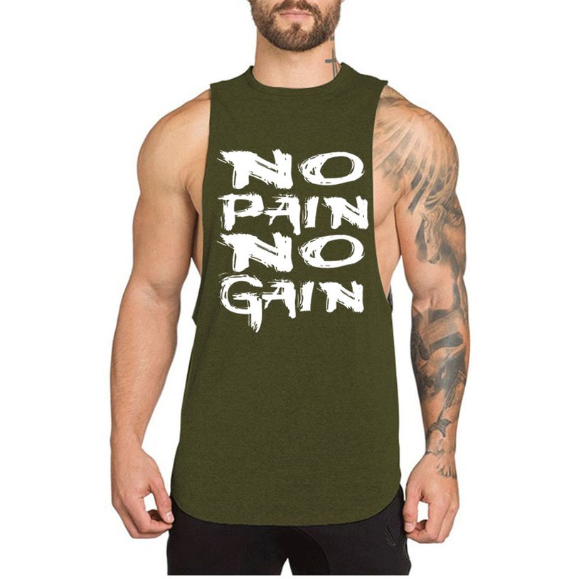 Canotta sportiva senza maniche, ampia, traspirante, per allenamento e fitness, in cotone._voghion.com