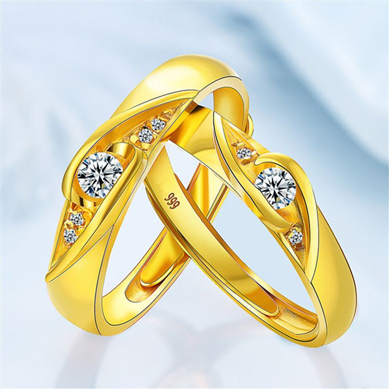 Vietnamese Couple Opening Flowing Line Ring, Gold-plated Men's And Women's Ring_voghion.com