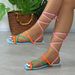 Women's Shoes Summer Large Size Women's Shoes Sexy Square Head Color Strap Flat Shoes Cross Strap Sandals Women_voghion.com