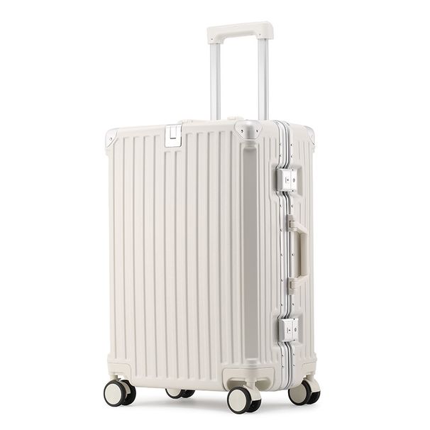Duurzame bagage met aluminium frame, dubbele USB-oplaadpoorten, bekerhouder en telefoonhouder, 360° draaibare wielen, handbagage- en incheckkoffer_voghion.com