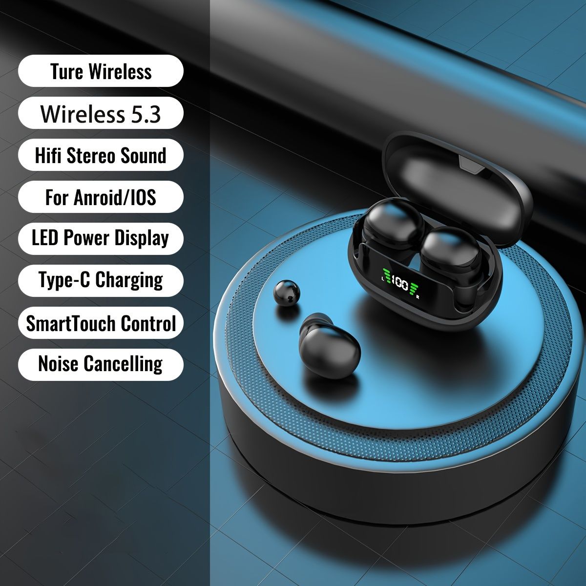 Ultrakleine Kopfhörer in Erdnussgröße, hochauflösendes Digitaldisplay mit Mikrofon, kabellose Mini-Stealth-Kopfhörer_voghion.com