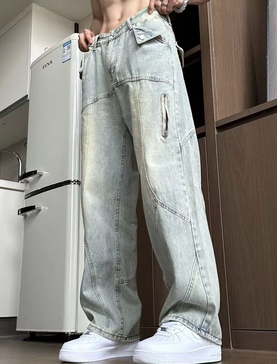 men's high waist street hiphop high street straight loose trousers_voghion.com