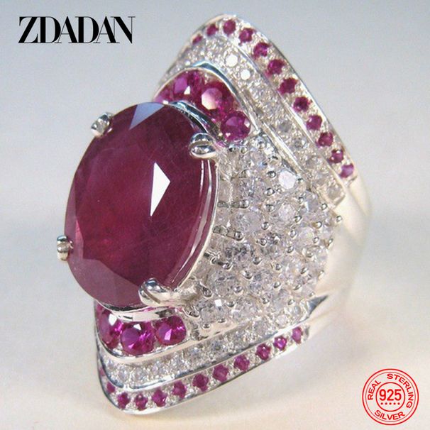 2025 Nuovi arrivi ZDADAN Sterling Sier Ruby Ring per le donne Zircone Anelli per le dita Gioielli di moda Regali_voghion.com