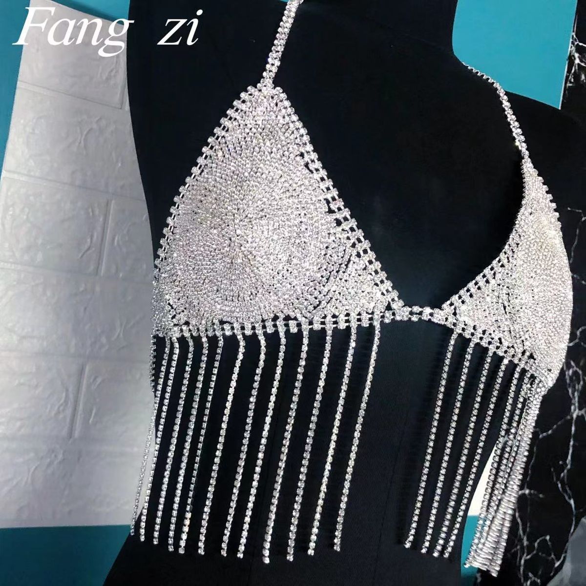 Full diamond tassel chest chain women sexy fashion bikini underwear chain suspender accessories female_voghion.com