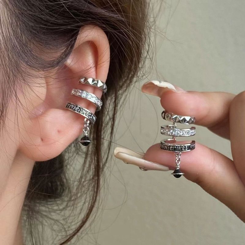 Women's Earrings three-layer color matching high-end ear bone clip niche light luxury versatile simple earrings women's new pierced ear clip_voghion.com