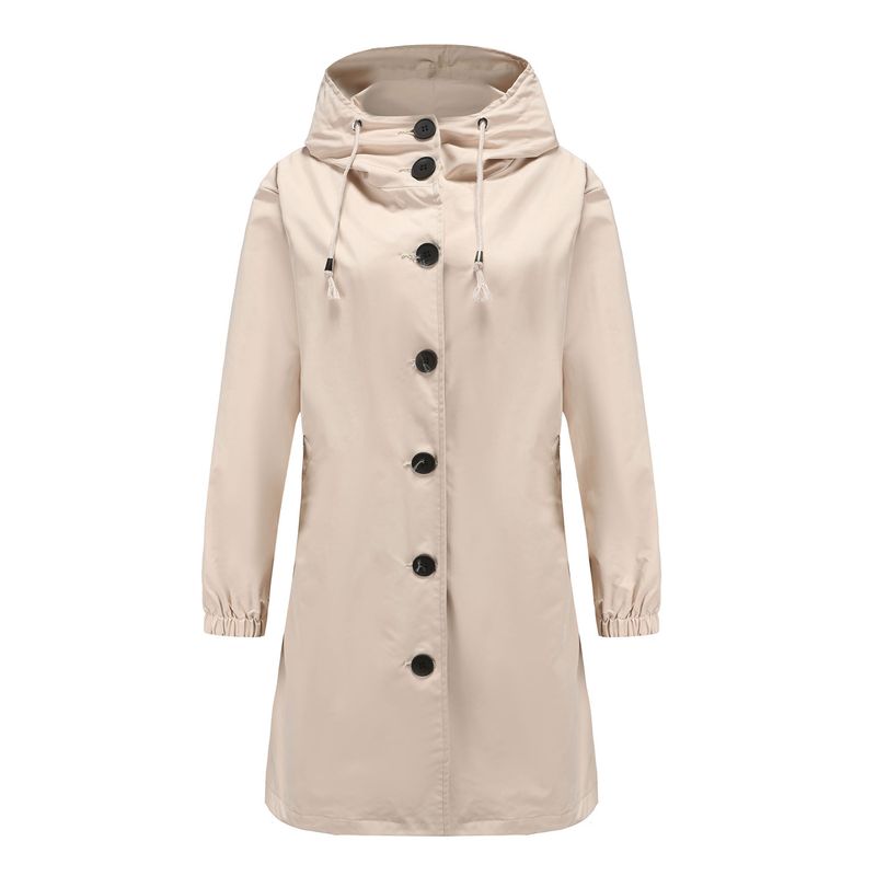 Manteau long décontracté à capuche imperméable pour femme, coupe-vent ample et grand format pour l'extérieur, nouvelle collection automne et hiver 23_voghion.com