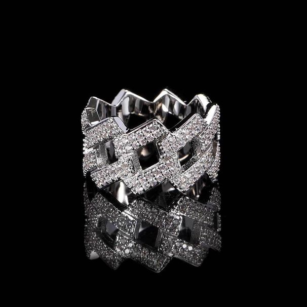 Hiphop 14mm Diamond Cuban With Genuine Gold Electroplated Double Row Zircon Trendsetter Hiphop Men's Ring_voghion.com
