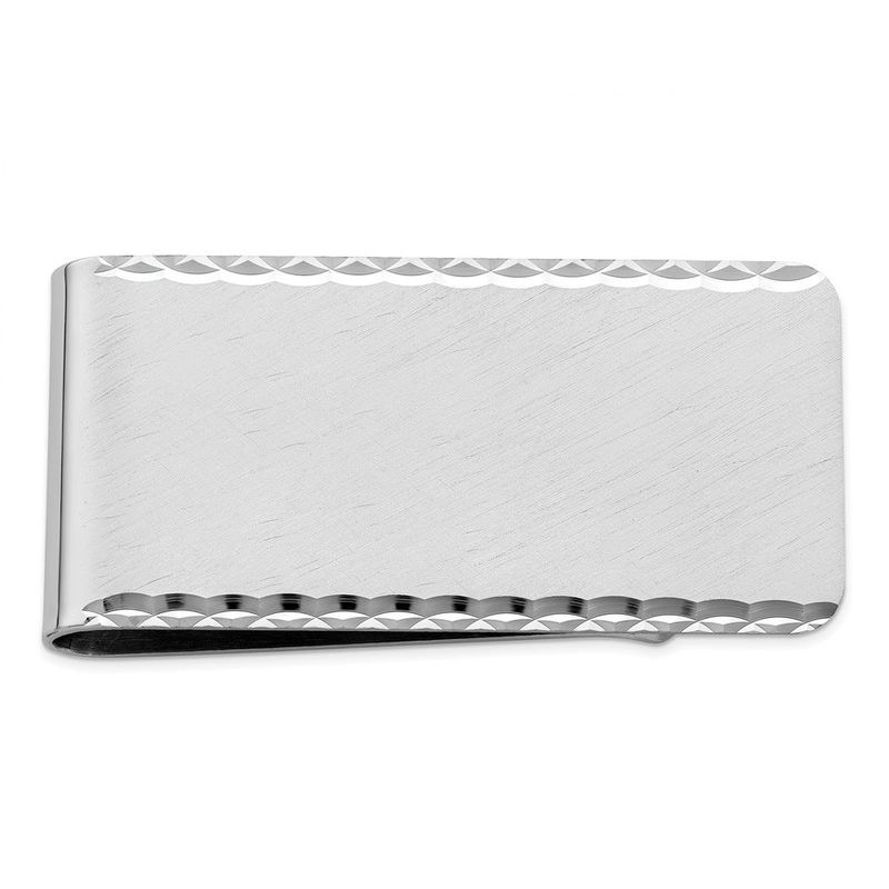 Rhodium-plated Kelly Waters Swiss Cut Edge Money Clip_voghion.com