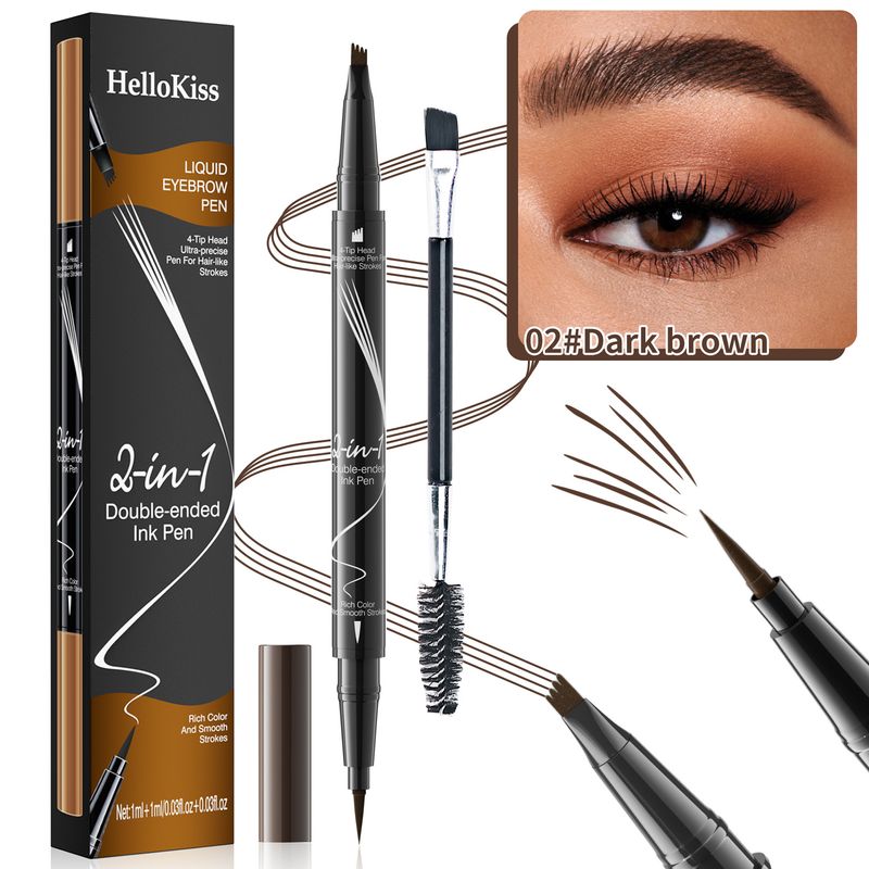 Double Headed Eyebrow Pencil, Quick Drying, Sweat Resistant, Non Smudging, With Eyebrow Brush And Split Liquid Eyebrow Pencil_voghion.com