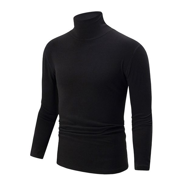 Overseas Platform Special Code Autumn Winter Men's Solid Color Versatile Turtleneck Base Shirt Casual Fleece Top_voghion.com