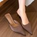 High Heels, Slippers, Low Small Pointed Empty Half Drag, 2025 Spring/summer New Style, Suede Toe, Cat Irregular Heel,_voghion.com