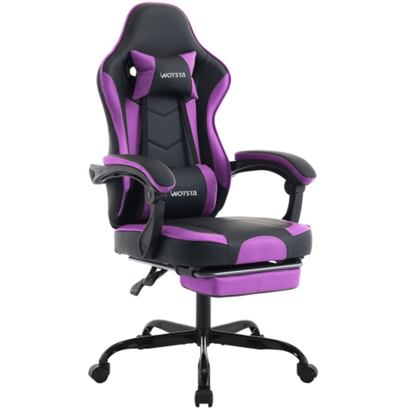 Sedia da gaming Computerstuhl Ergonomischer Gaming Stuhl Mit Fußstütze Bürostuhl Ergonomischer Computerstuhl Mit Lendenwirbelstütze SchwarzViolett_voghion.com