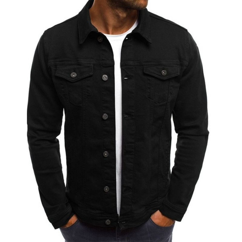 Lässige, einfarbige Cargo-Jacke für Herren mit Cardigan-Knopf_voghion.com