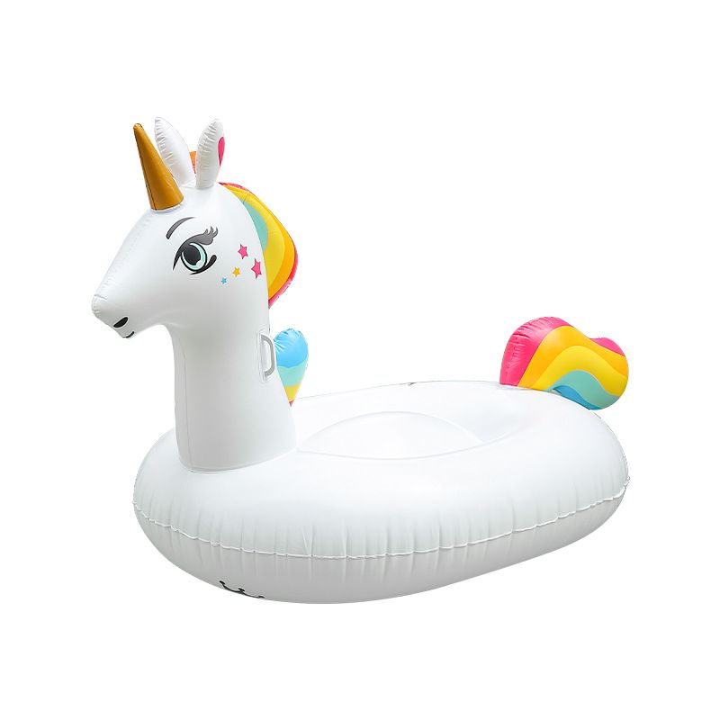 Inflatable Unicorn Ride Adult Rainbow Pony Row Pool Party Swimming Circle_voghion.com