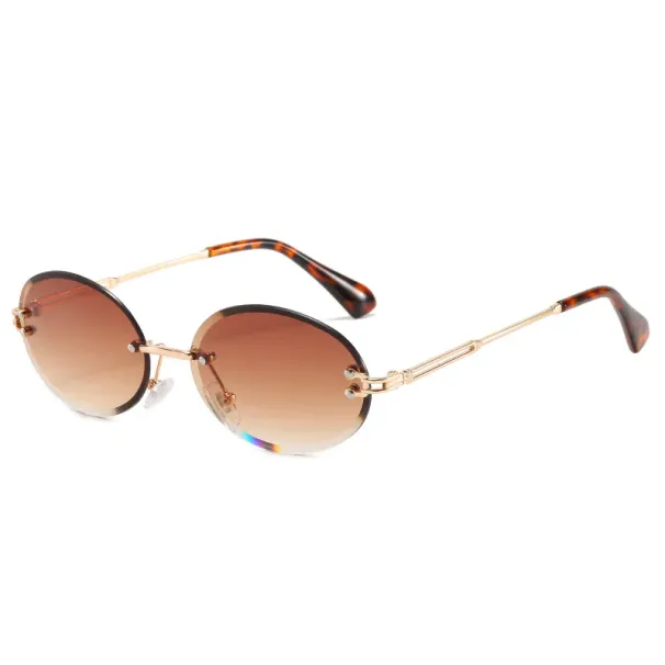 Nieuwe aankomsten Vrouwen Ovale Randloze Gradiënt Zonnebrillen Vintage Merk Designer Kleine Ronde Mode Brillen Vrouwelijke Zonnebrillen Tinten_voghion.com