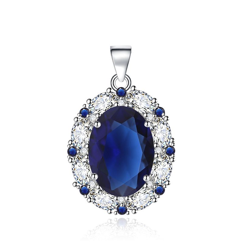 New Style Colorful Inlaid with Treasure Blue Pendant, Ring, Earrings, Three piece Jewelry Set_voghion.com