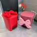 Butterfly Knot Red Trash Can Wedding, Large Capacity With Lid, Storage Bin For Bride's Dowry Items, High Aesthetic New_voghion.com
