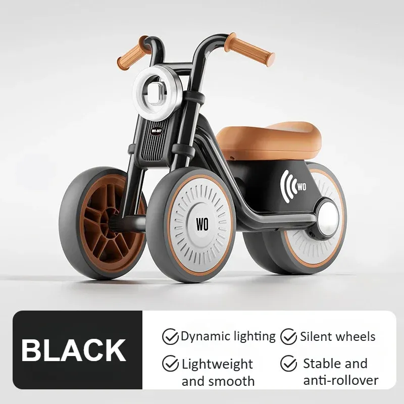 Kids Balance Bike Ride-on Motorcycle Toddler Balance Bike With Music & Lights Sturdy Non-Tip Design Quiet Wheels For Boys Girls_voghion.com