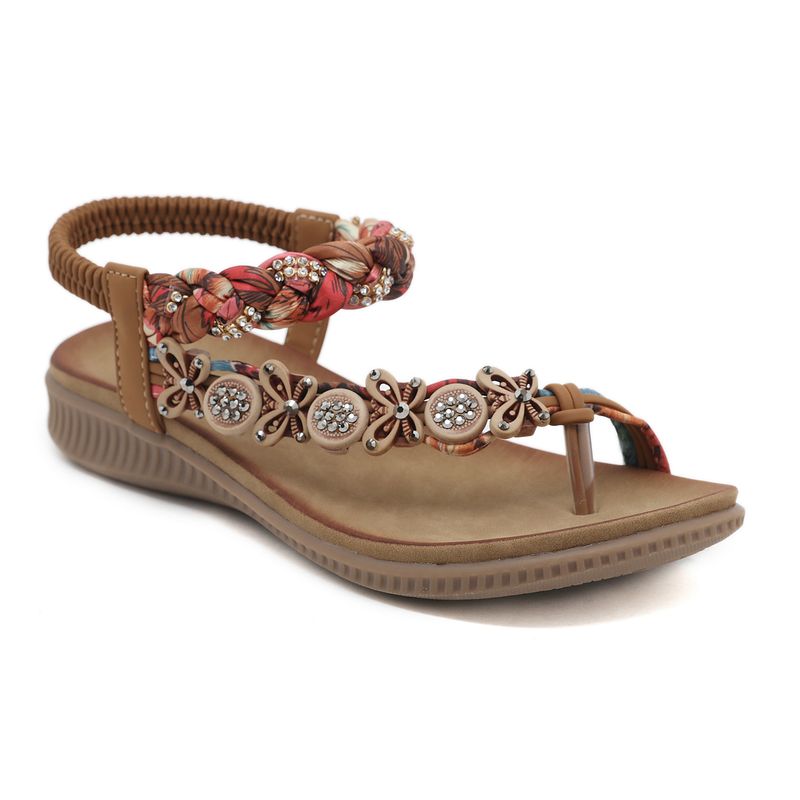 1722-1 New Comfortable Bohemian Handwoven Ribbon Rhinestone Sandals For Women_voghion.com