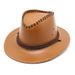 Stile etnico da cowboy occidentale, piccolo cappello a cilindro lucido in similpelle da cavaliere da corsa all'aperto, cappello sagomato_voghion.com