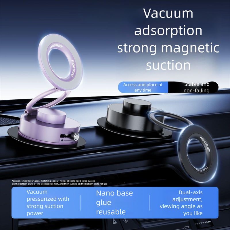 Vacuum Phone Holder Foldable Suction Cup Stable Navigation Special Strong Magnetic Car Mount_voghion.com