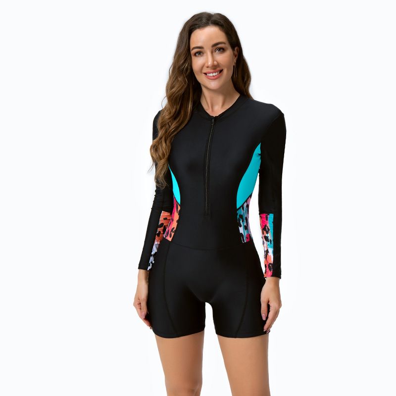 Maillot de bain une pièce à manches longues et fermeture éclair pour femme, maillot de bain une pièce pour le surf et la plongée_voghion.com