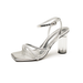 Scarpe col tacco alto da donna estive, punta quadrata, cinturini dritti francesi, argento versatile_voghion.com