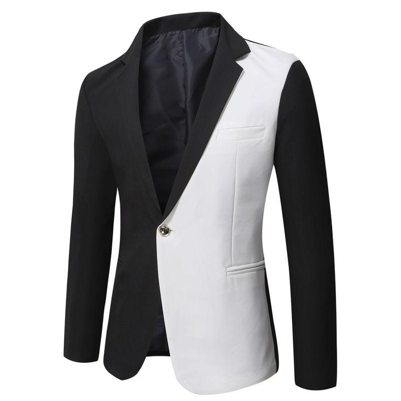 CT 2025 Autumn New Men's Fashion Color-Block Casual Blazer Simple Suit Jacket For Men_voghion.com